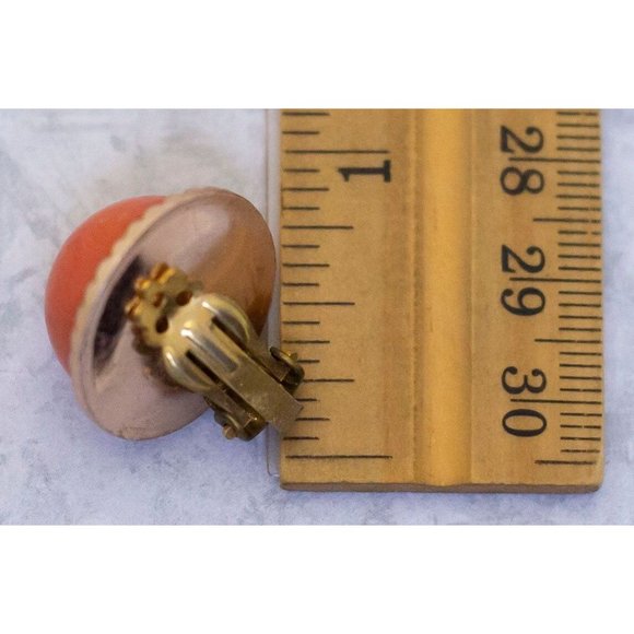 Vintage Orange Circle Spiral Earrings, Bohemian Clip On Earrings - CF1 - Picture 2 of 2